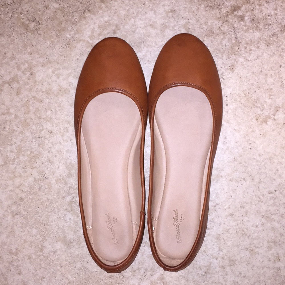 Faux-leather cognac brown ballet flats